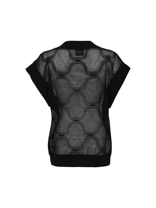 Gilet traforato in cotone Nero Alpha studio | AD-6560D2002